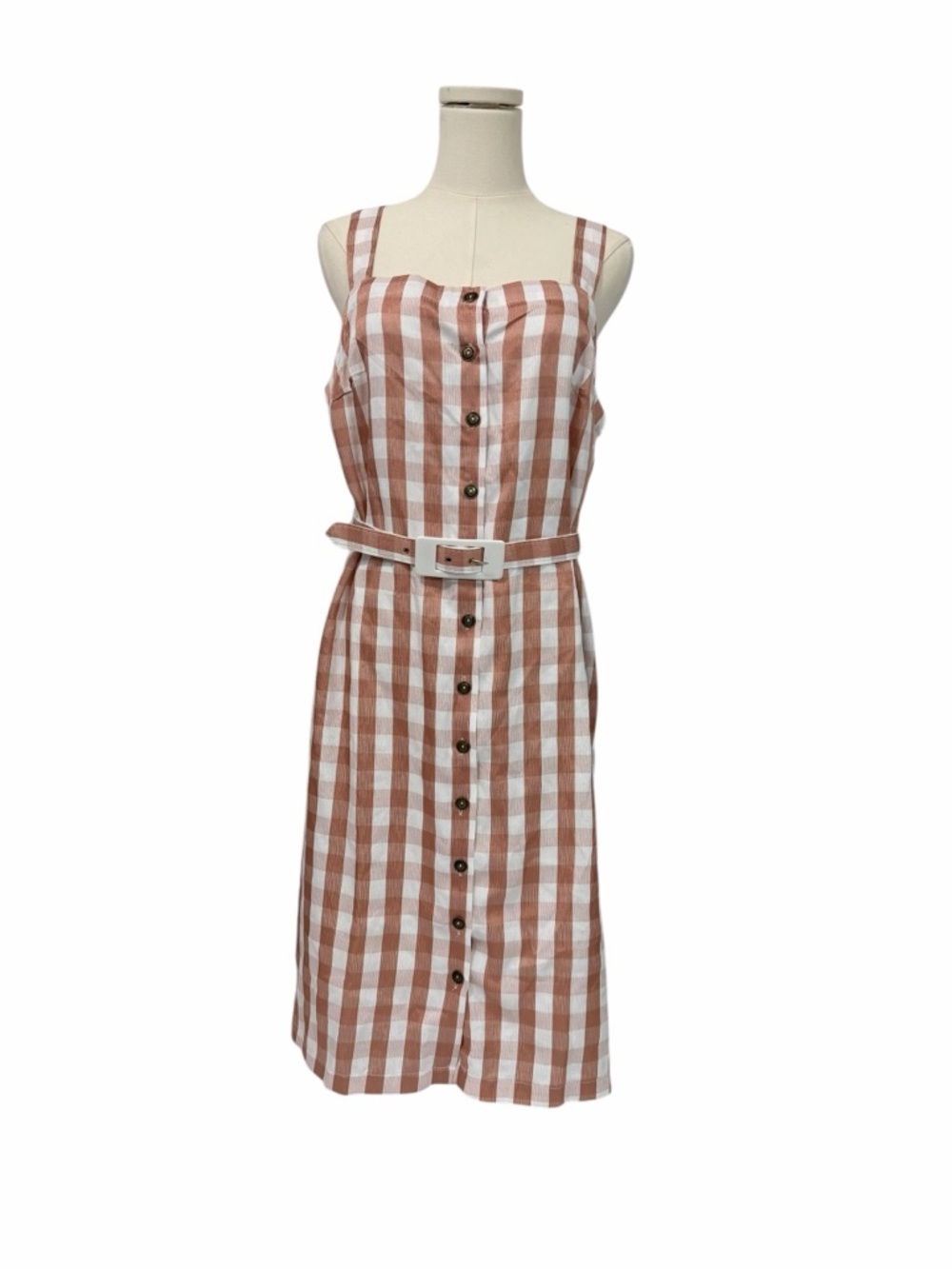 ModCloth Retro Pin-Up Gingham Checkered Dress Belted Large  New